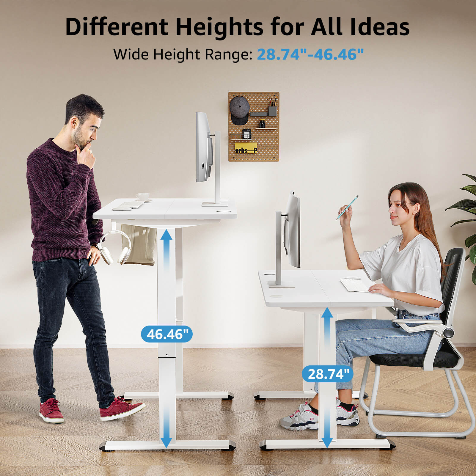 MOUNTUP 48x24" Electric Height Adjustable Standing Desk- White
