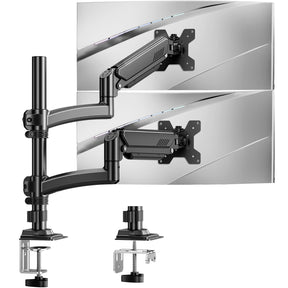 Dual Monitor Stand Holds 4.4-22 lbs Each, Dual Monitor Arm for 2 Monitors, Height Adjustable Computer Desk Mount for Max 32 inch Screens, VESA Mount with C-clamp & Grommet Base, Freelift Black-MU6016B
