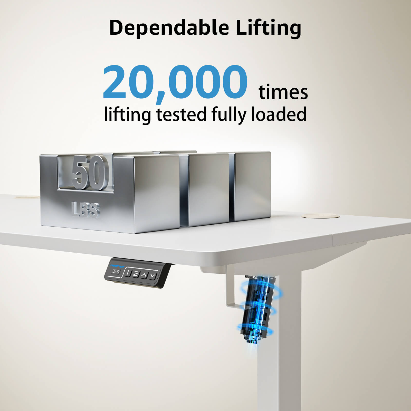 MOUNTUP 48x24" Electric Height Adjustable Standing Desk- White