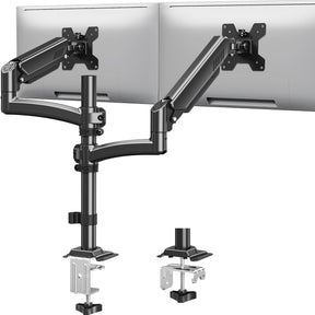 Dual Monitor Stand Holds 4.4-22 lbs Each, Dual Monitor Arm for 2 Monitors, Height Adjustable Computer Desk Mount for Max 32 inch Screens, VESA Mount with C-clamp & Grommet Base, Freelift Black-MU6016B