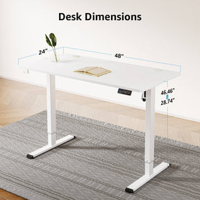 MOUNTUP 48x24" Electric Height Adjustable Standing Desk- White