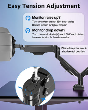 MOUNTUP Dual Monitor Stand for Max 43 inch Screens, Ultrawide Monitor Arm Height Adjustable, Heavy Duty Dual Monitor Mount, Full Motion Premium Gas Spring Arm, Holds up to 33 lbs, VESA Desk Mount