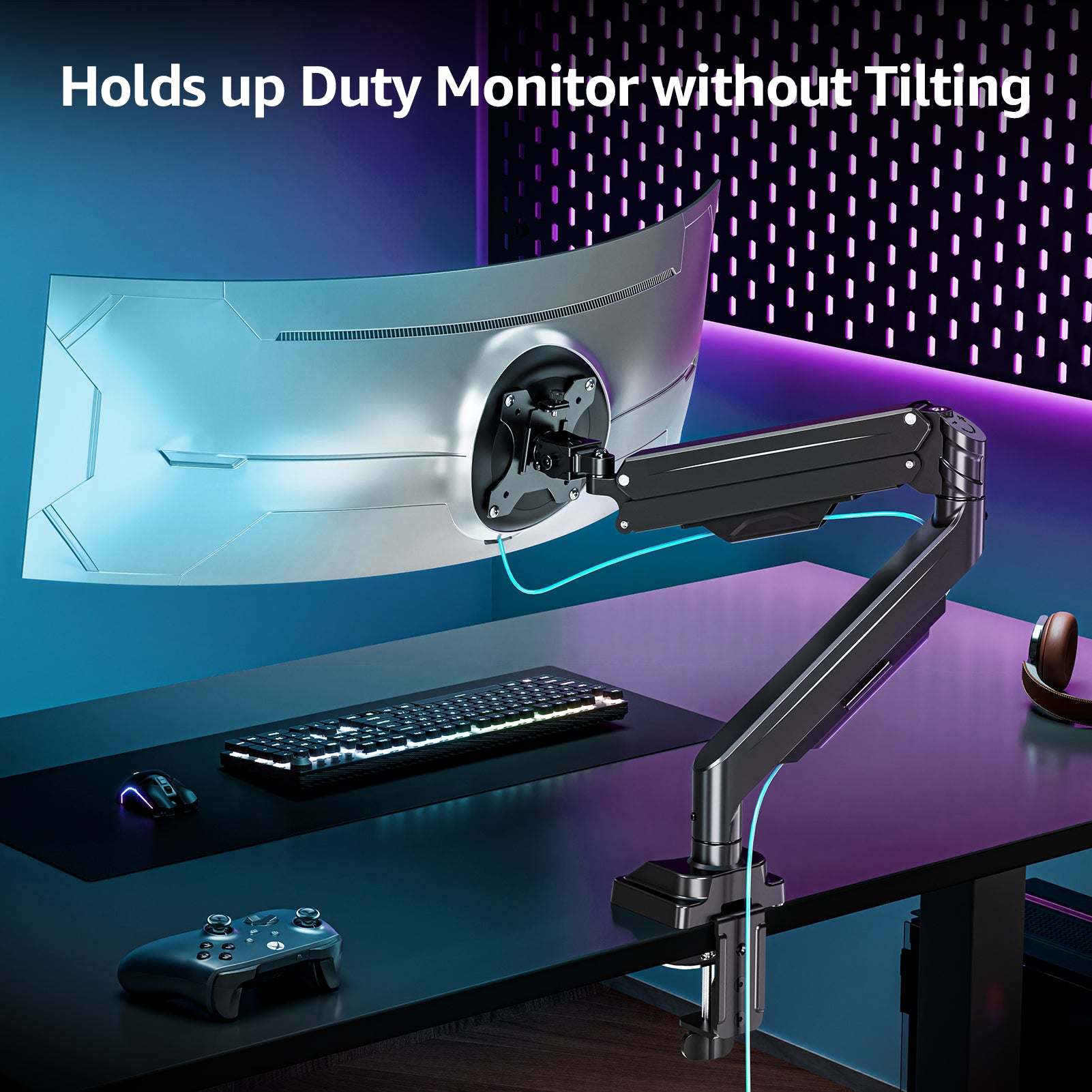 MOUNTUP Ultrawide Monitor Arm for 17-43 inch Curved Screen, Holds up to 33 lbs, Heavy Duty Monitor Desk Mount, Computer Monitors Stand for Samsung Odyssey G9 and More, VESA Mount 75/100 mm
