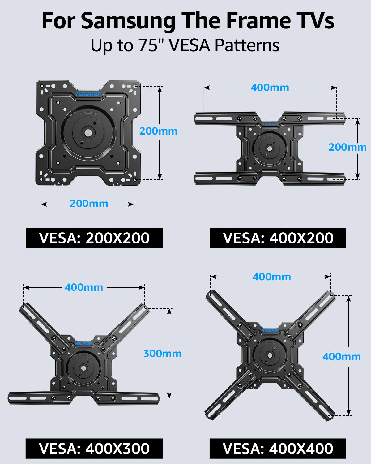 MOUNTUP Ultra-Slim & Rotating TV Wall Mount for Samsung The Frame/Neo QLED 8K/Neo QLED 4K Series, TV Mount 90 Degree Landscape to Portrait, Max VESA 400x400mm Hold up to 88 lbs MU0089