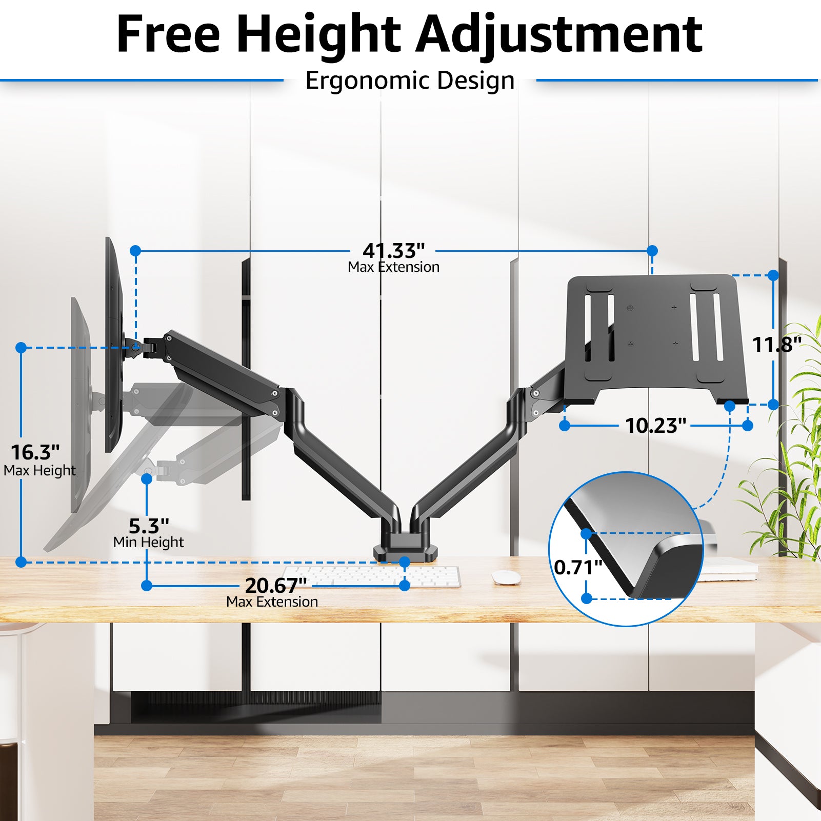 Laptop and Monitor Stand for 13''-17'' Laptop and Max 32'' Monitors MU4008
