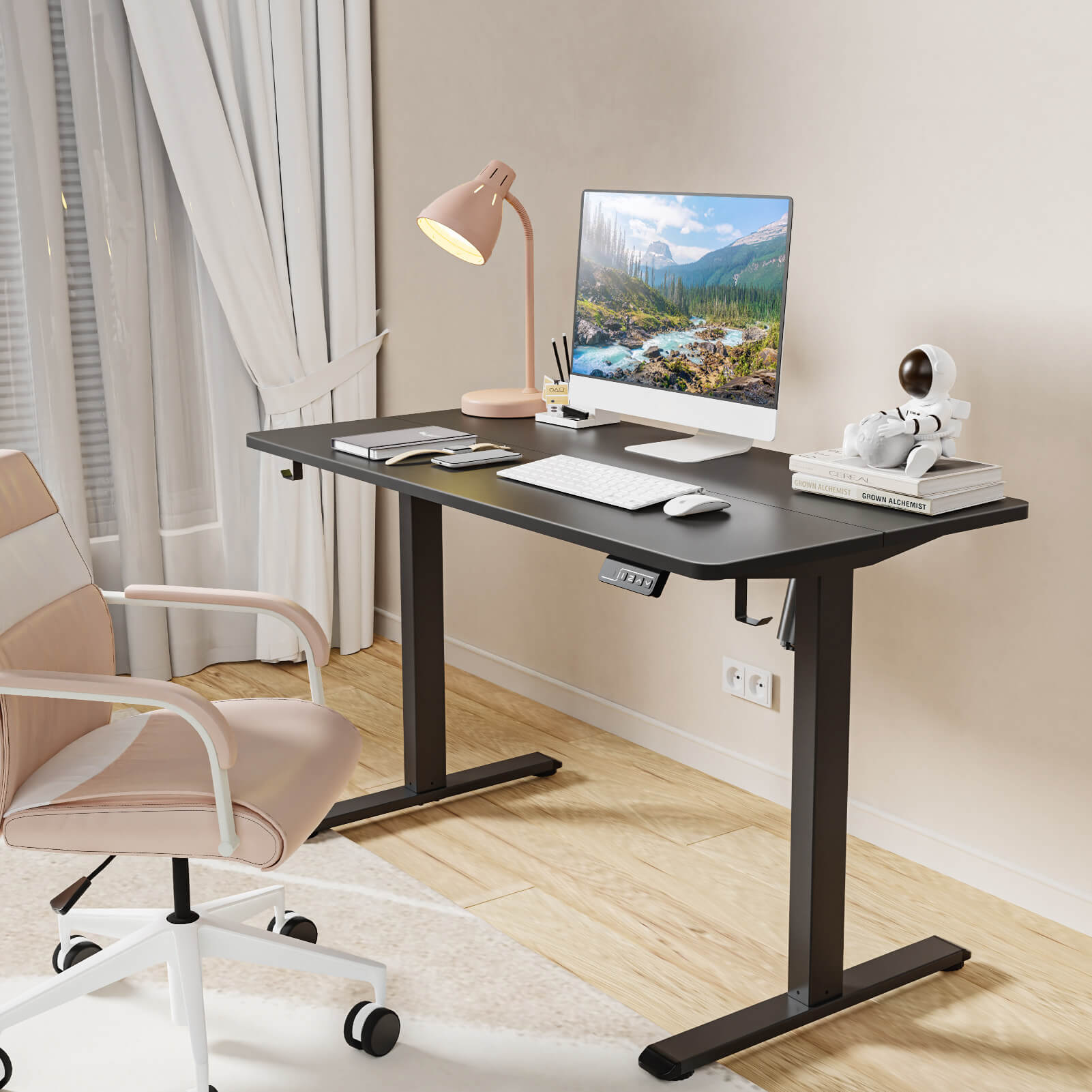 MOUNTUP 48x24" Electric Height Adjustable Standing Desk- Black