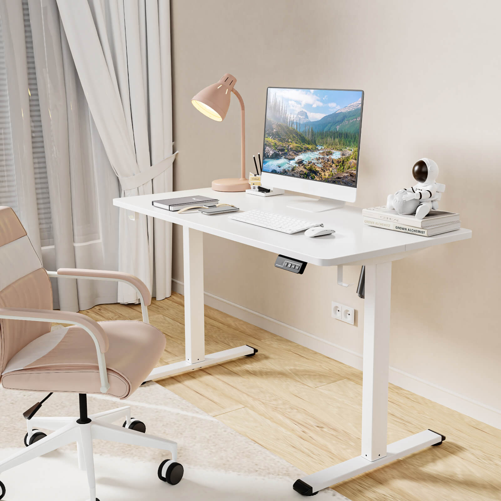 MOUNTUP 48x24" Electric Height Adjustable Standing Desk- White