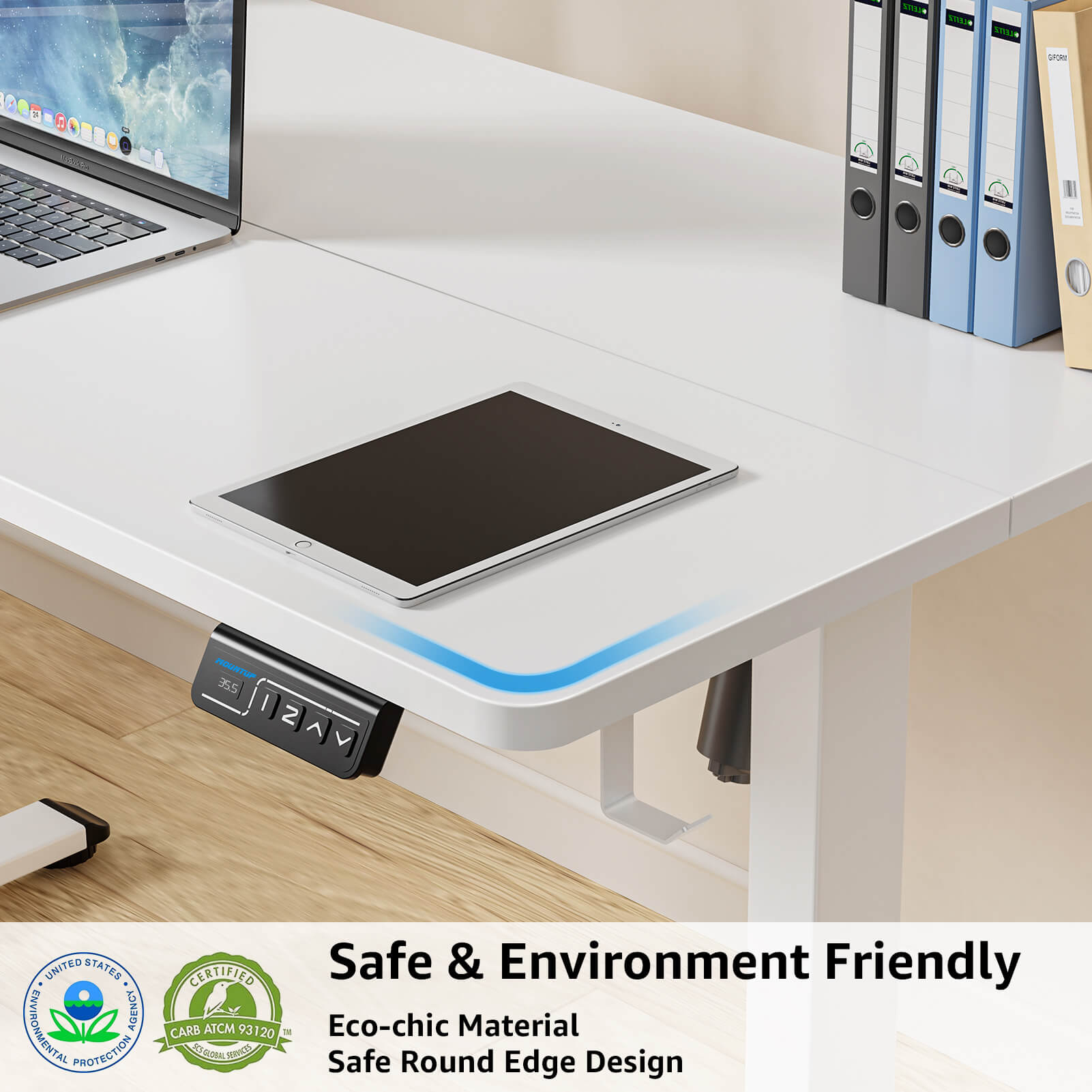 MOUNTUP 48x24" Electric Height Adjustable Standing Desk- White