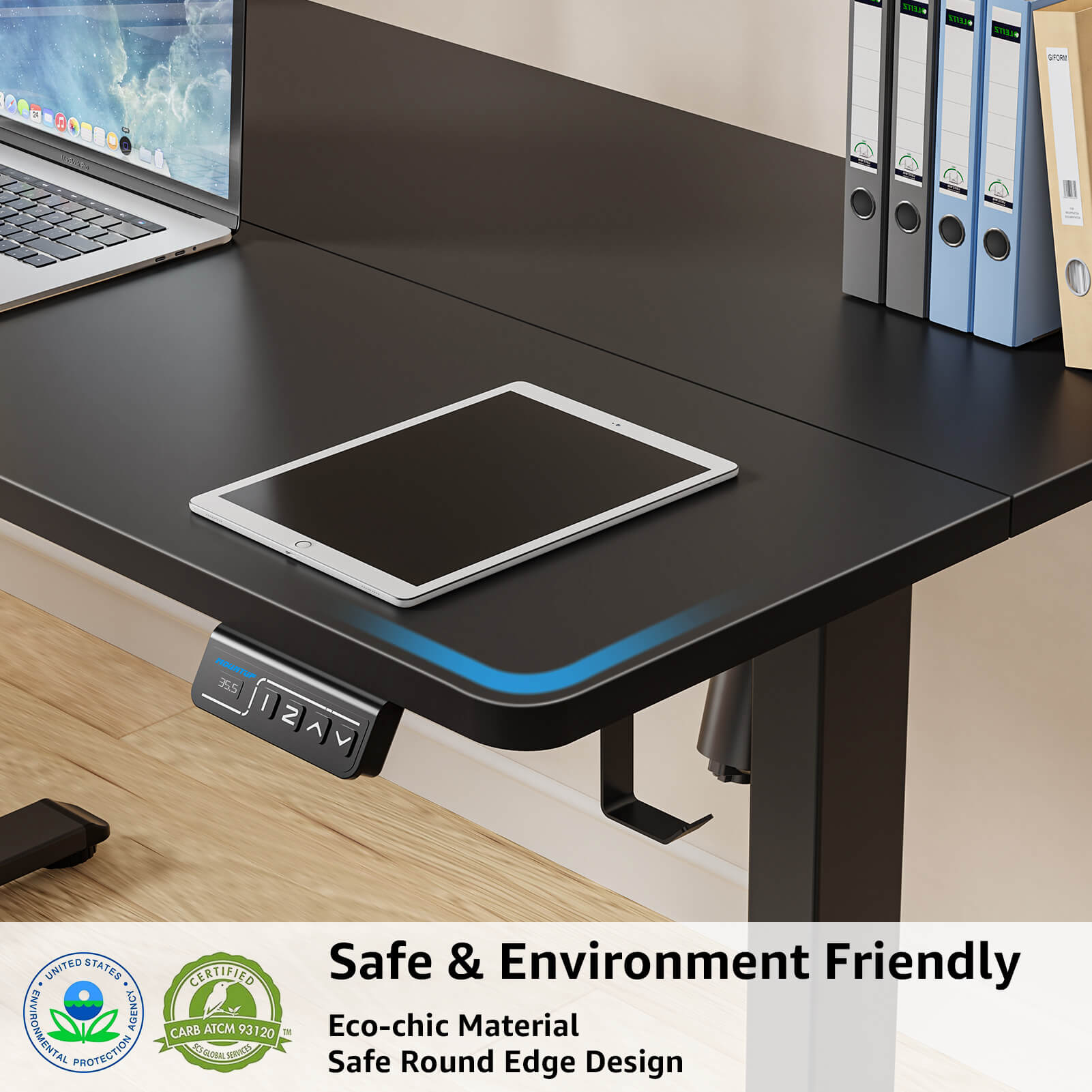 MOUNTUP 48x24" Electric Height Adjustable Standing Desk- Black