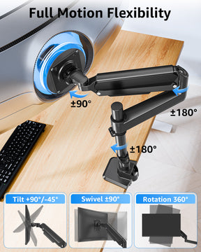 MOUNTUP Heavy Duty Monitor Arm Fits Max 49" Ultrawide Screens, Ultra Wide Monitor Arm Holds 4.4-44 lbs, Single Monitors Stand for Samsung Odyssey G9 and More, Gas Spring Height Adjustable, VESA Mount