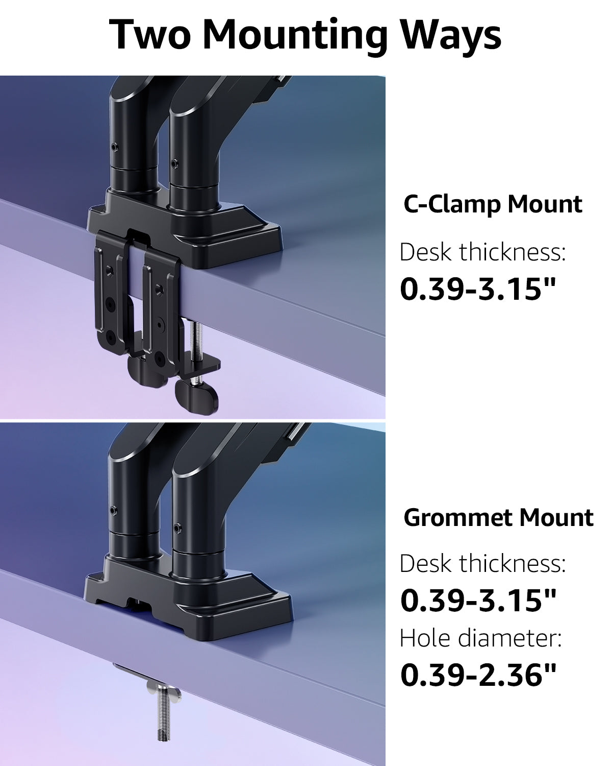 MOUNTUP Dual Monitor Stand for Max 43 inch Screens, Ultrawide Monitor Arm Height Adjustable, Heavy Duty Dual Monitor Mount, Full Motion Premium Gas Spring Arm, Holds up to 33 lbs, VESA Desk Mount
