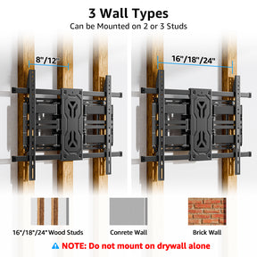 MOUNTUP Full Motion TV Wall Mount for 40"-110" TVs up to 250 lbs, 1.65" Slim TV Bracket with Articulating Arms Swivel Tilt, Heavy Duty Pre-Assembled Wall Mount, Max VESA 800x600mm, 12″-24″ Wood Studs