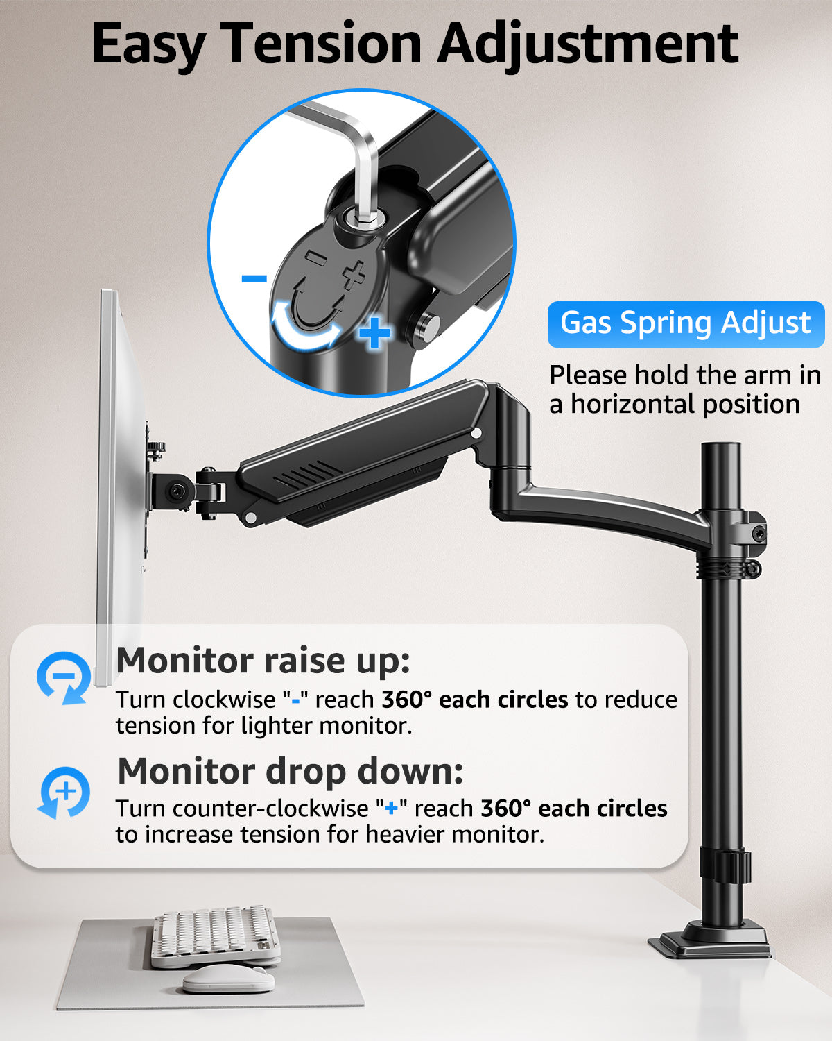 Dual Monitor Stand Holds 4.4-22 lbs Each, Dual Monitor Arm for 2 Monitors, Height Adjustable Computer Desk Mount for Max 32 inch Screens, VESA Mount with C-clamp & Grommet Base, Freelift Black-MU6016B