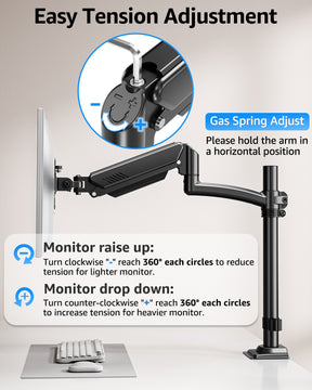 Dual Monitor Stand Holds 4.4-22 lbs Each, Dual Monitor Arm for 2 Monitors, Height Adjustable Computer Desk Mount for Max 32 inch Screens, VESA Mount with C-clamp & Grommet Base, Freelift Black-MU6016B