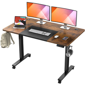 Electric Height Adjustable Standing Desk - Black & Rustic Brown