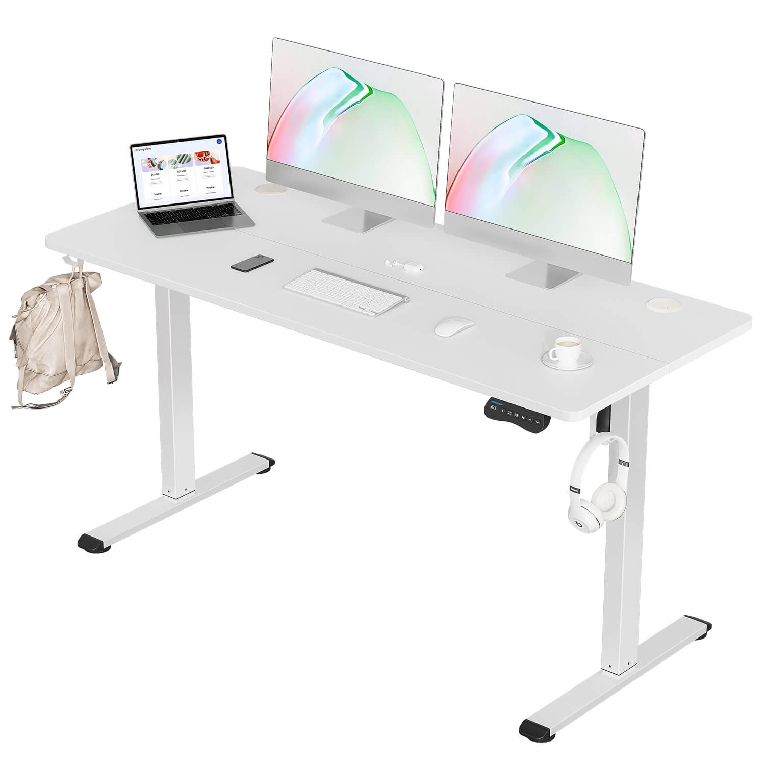 MOUNTUP 55 x 24 Inches Electric Height Adjustable Standing Desk UP512-W4