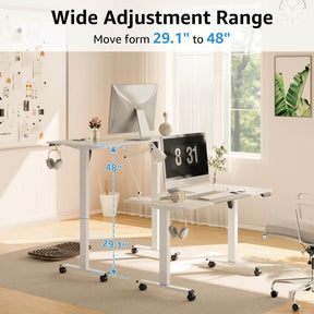 Electric Height Adjustable Standing Desk - White & Oak