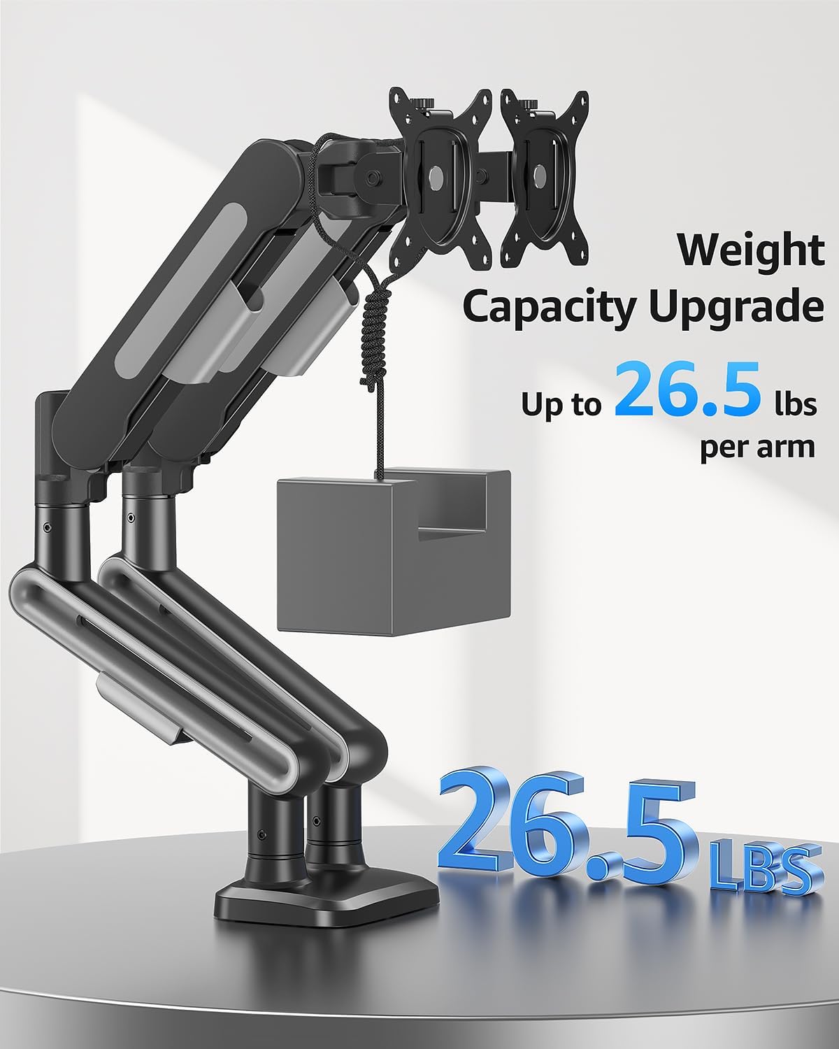MOUNTUP Dual Monitor Mount Holds for 4.4-26.5lbs, Full-motion Monitors Stand Max 39 inch, Gas Spring Monitor Stand for 2 Monitor, Height Adjustable Monitors Desk Mount with C-Clamp＆Grommet Base