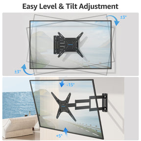 MOUNTUP Outdoor Long Arm TV Wall Mount for 26-65" TVs, Waterproof & Rustproof Outside Full Motion Bracket with Stainless Steel Screws, 37.4'' Long Extension Corner TV Mount Hold 77 lbs, VESA 400x400mm