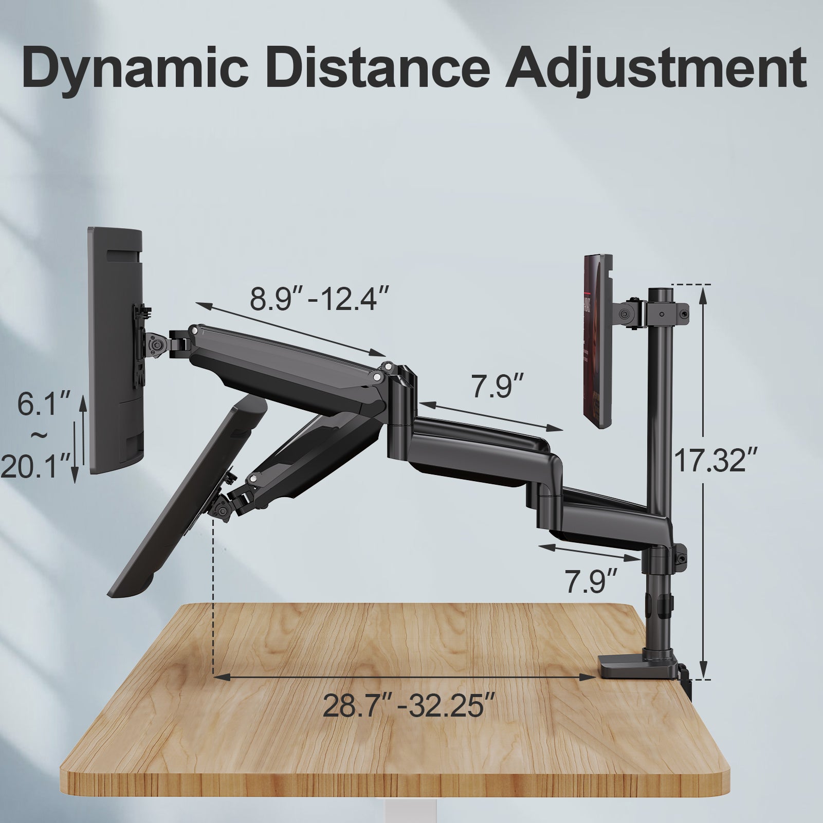 Full Motion Triple Monitor Desk Mount for Max 32'' Monitors MUM-8004A