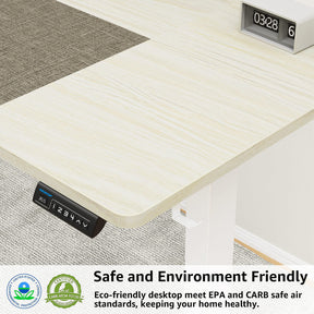 Electric Height Adjustable Standing Desk - White & Grey