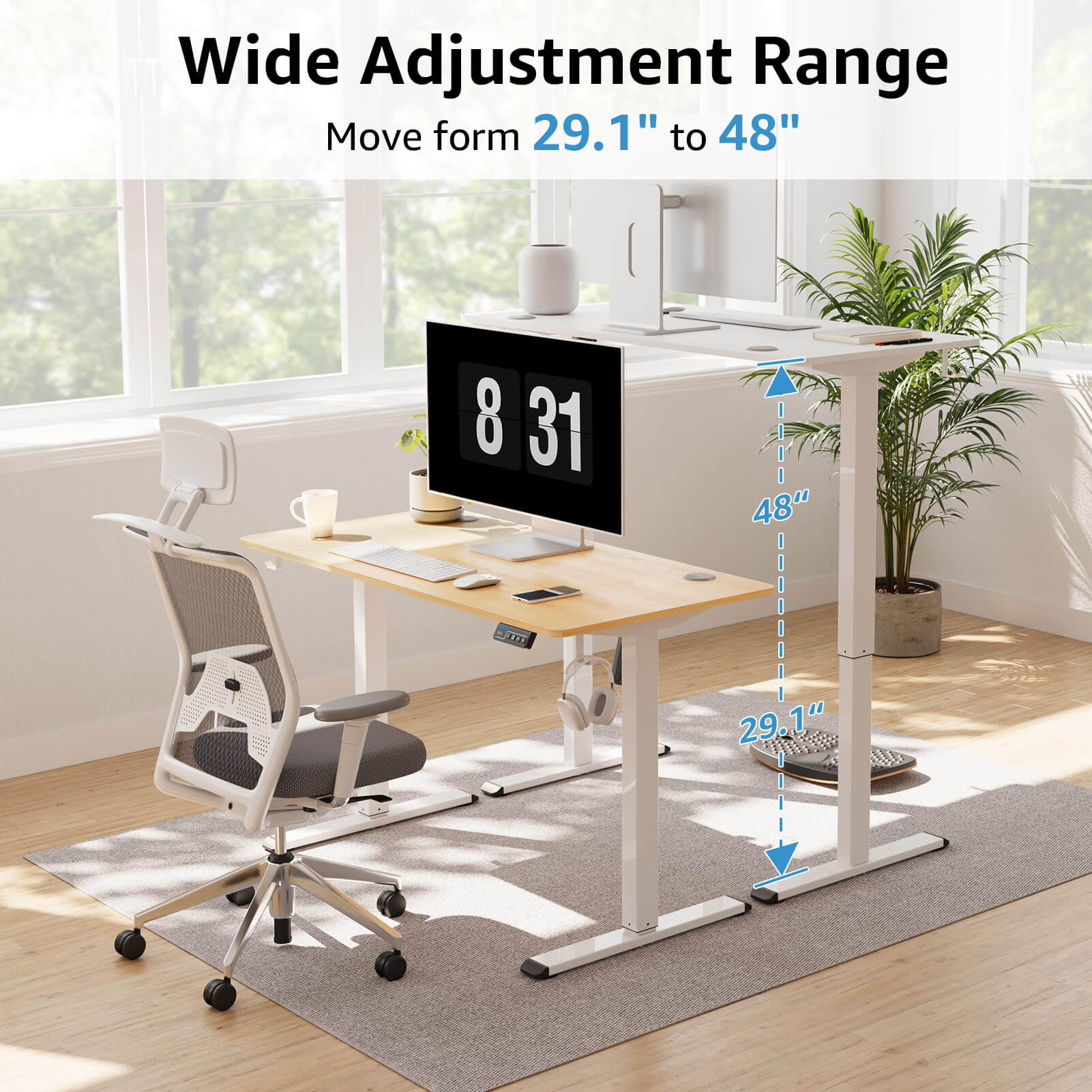 Height Adjustable Electric Standing Desk - White
