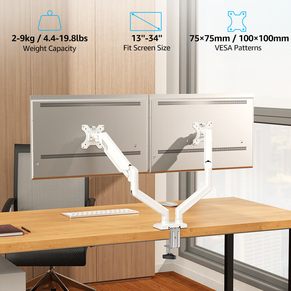 Freelift Dual Monitor Desk Mount for 13'' to 34'' Monitors MUA8014W