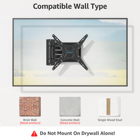 MOUNTUP Outdoor Long Arm TV Wall Mount for 26-65" TVs, Waterproof & Rustproof Outside Full Motion Bracket with Stainless Steel Screws, 37.4'' Long Extension Corner TV Mount Hold 77 lbs, VESA 400x400mm