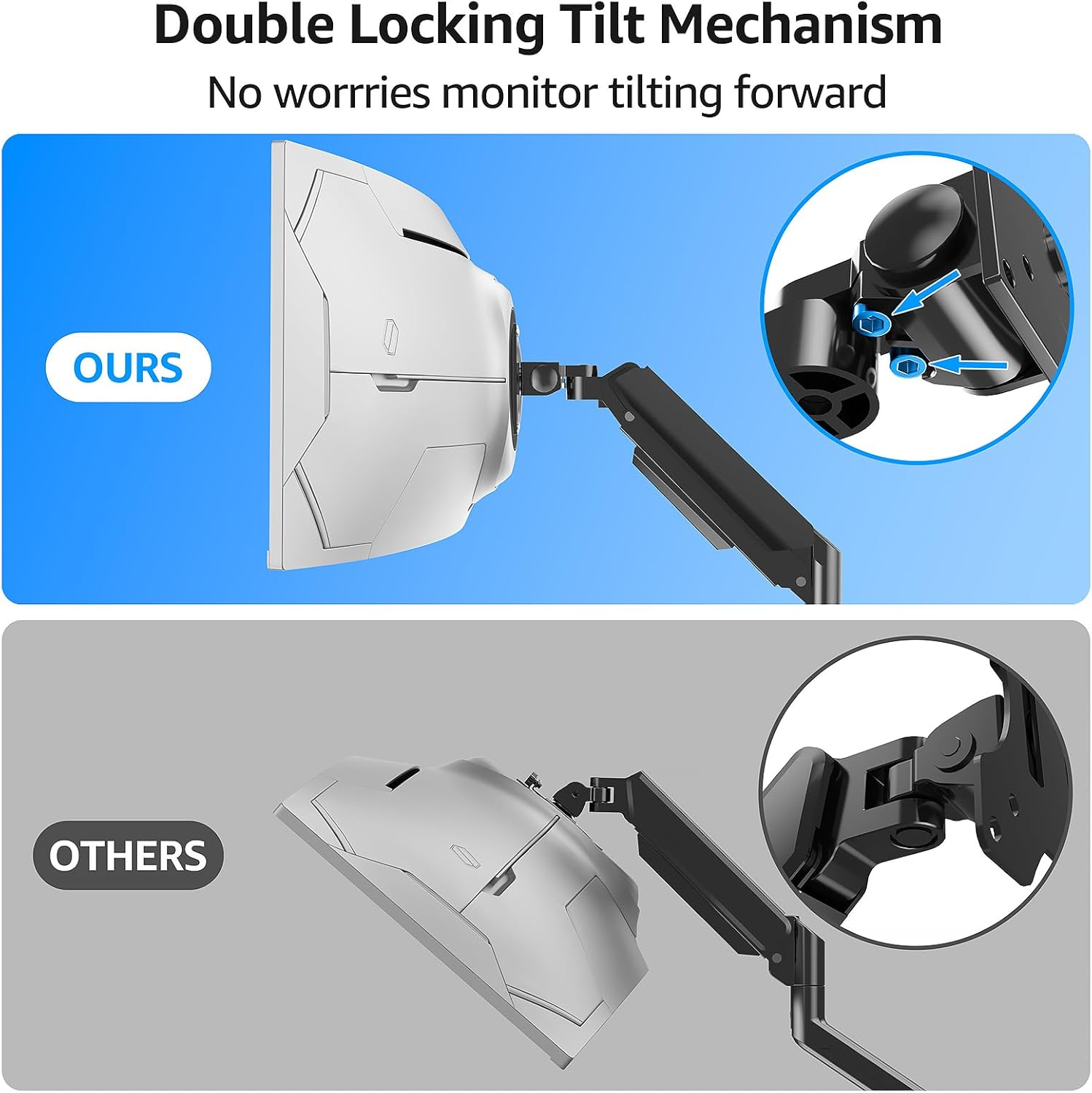 MOUNTUP Heavy Duty Monitor Arm for 49 inches, 44 lbs Curved Screens MU3227