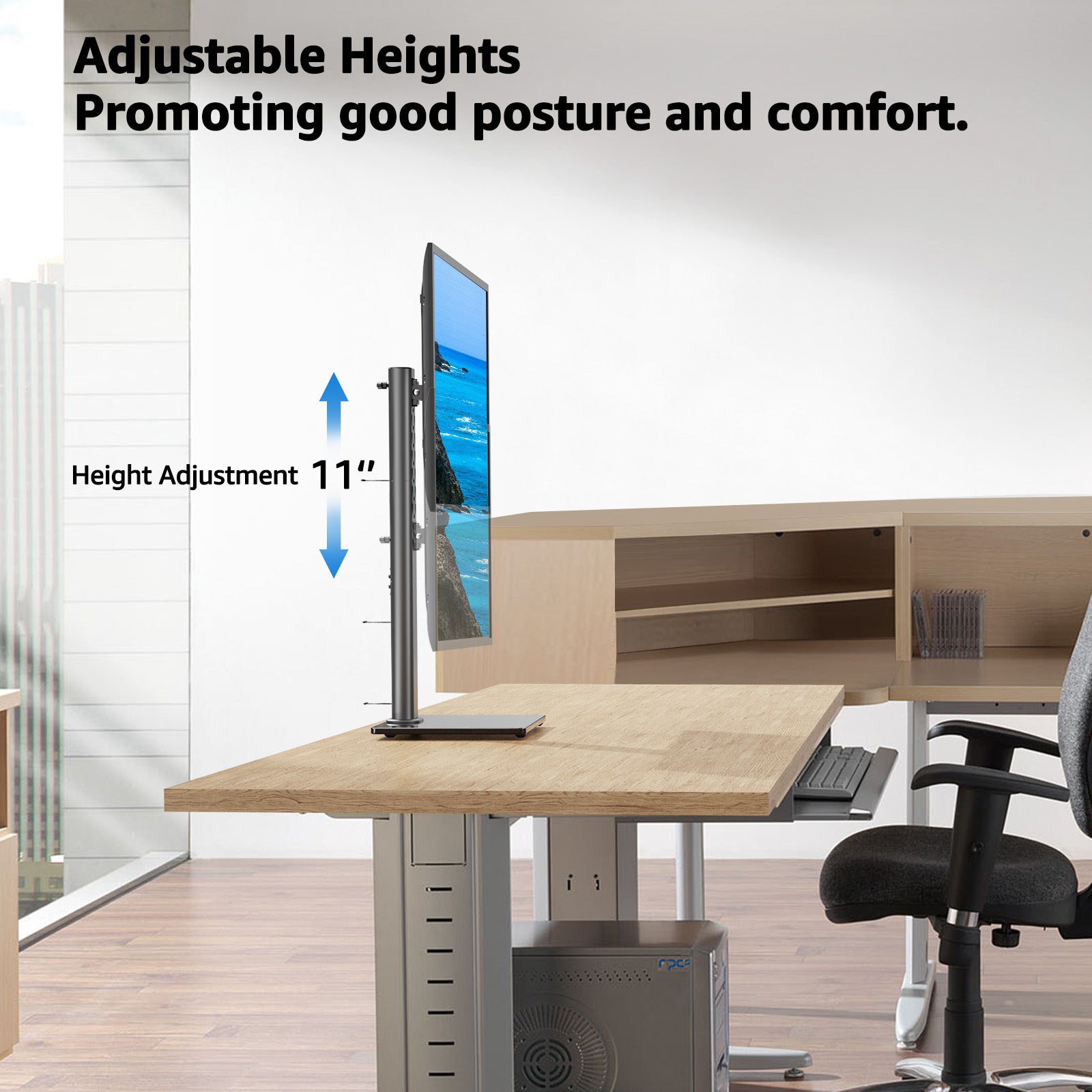 Vertical Dual Monitor Stand for 13"-42'' Monitors MU1005