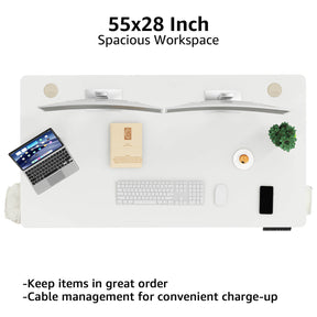 Electric Height Adjustable Standing Desk - White