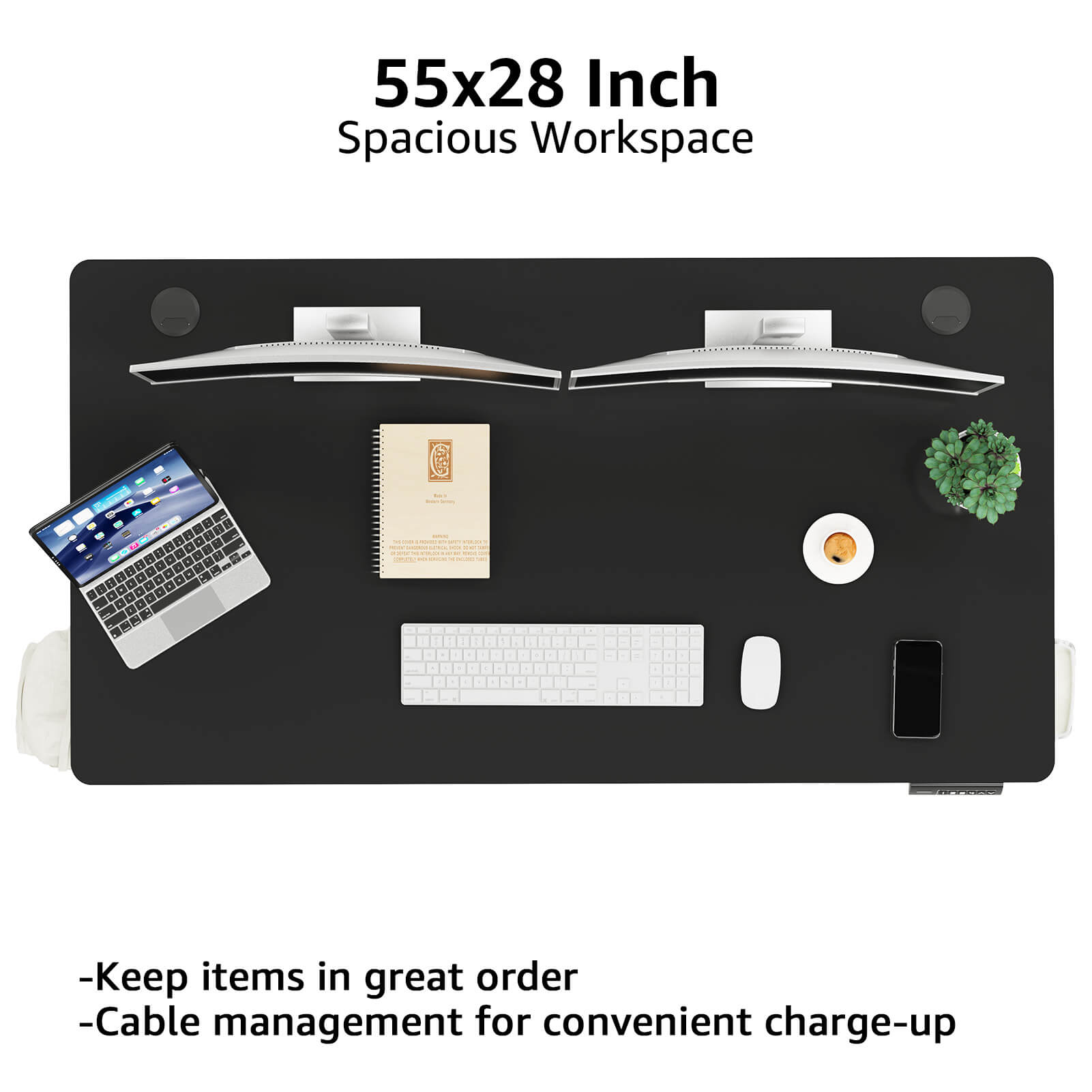 Electric Height Adjustable Standing Desk - Black