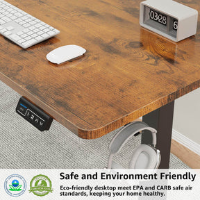 Height Adjustable Electric Standing Desk - Rustic Brown