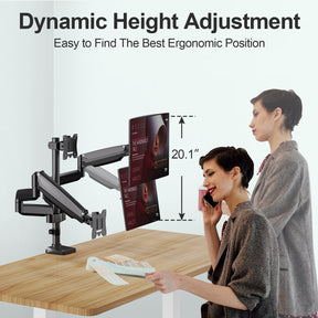 Full Motion Triple Monitor Desk Mount for Max 32'' Monitors MUM-8004A