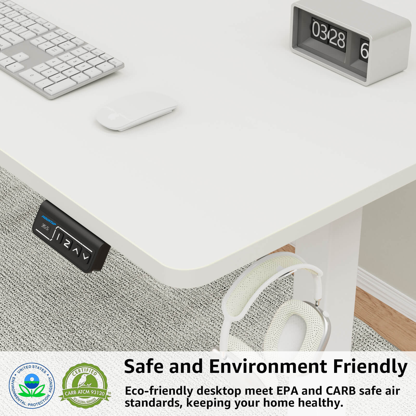 Height Adjustable Electric Standing Desk - White