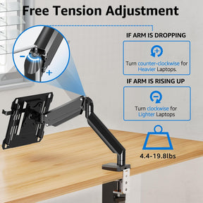 MOUNTUP Laptop Stand for Desk, 2-in-1 Monitor Mount with Laptop Tray Holds up to 19.8lbs, Adjustable Laptops Arm Mount for Max 17" Notebook & 32" Monitor, Laptops Desk Arm with Clamp/Grommet