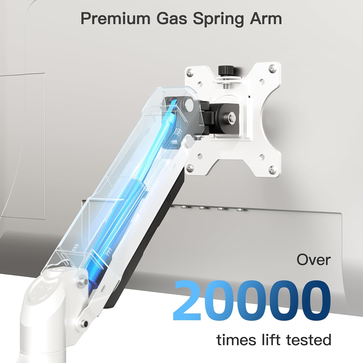 MOUNTUP Single Monitor Desk Mount, Monitor Mount for 13-32 inch, Long Arm Full-Motion Monitors Stand Holds Max 19.8lbs, Height Adjustable Gas Spring Monitors Arm with C-Clamp＆Grommet Base, White