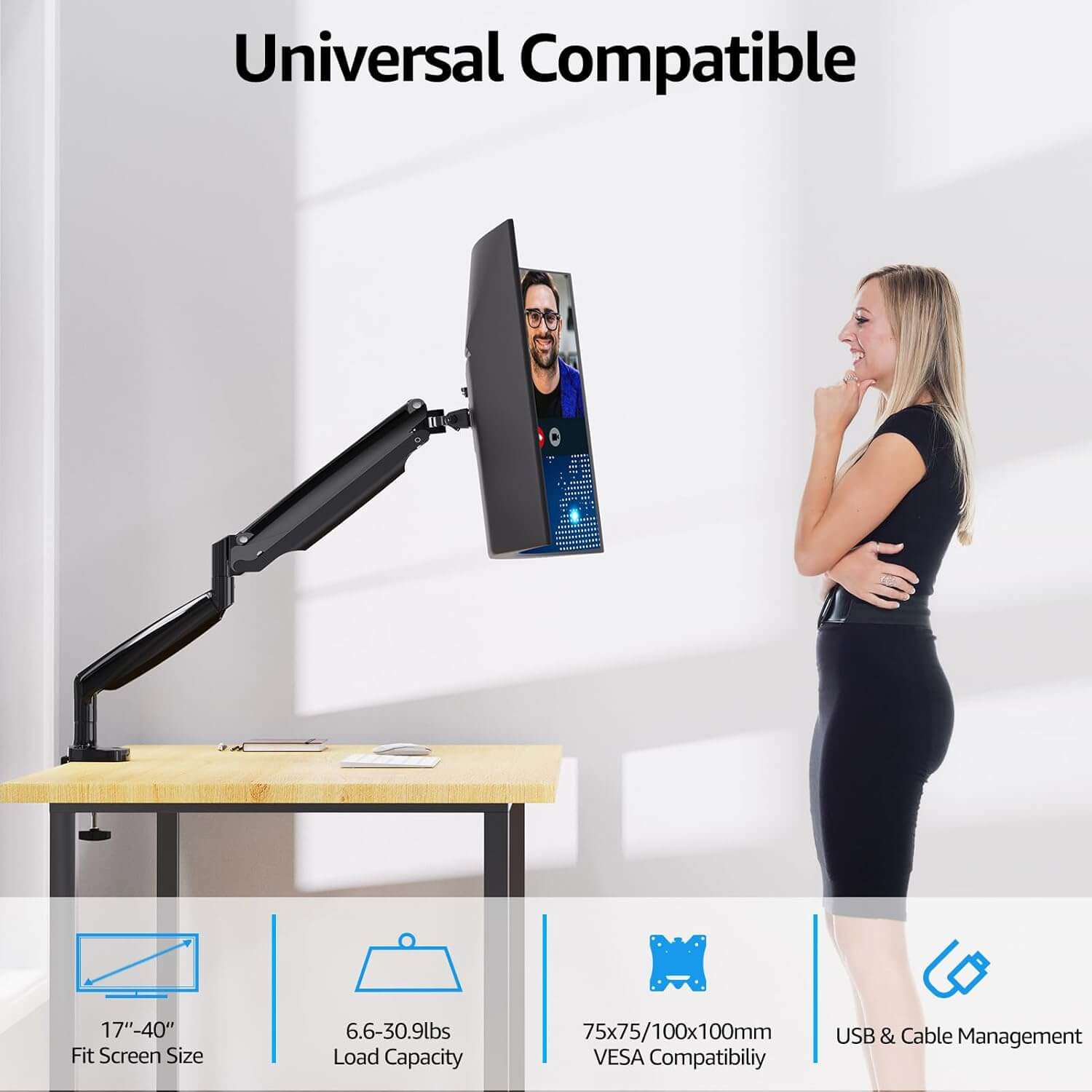 Ultrawide Single Monitor Desk Mount for Max 40'' Monitors MU7007