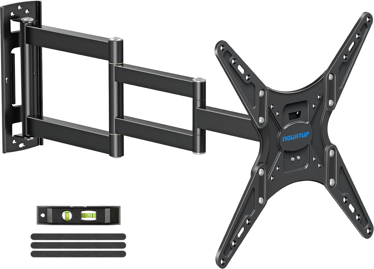 MOUNTUP Outdoor Long Arm TV Wall Mount for 26-65" TVs, Waterproof & Rustproof Outside Full Motion Bracket with Stainless Steel Screws, 37.4'' Long Extension Corner TV Mount Hold 77 lbs, VESA 400x400mm