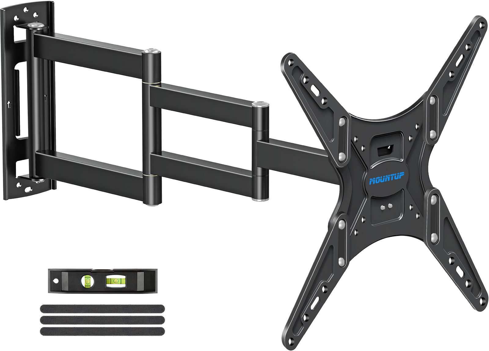 MOUNTUP Outdoor Long Arm TV Wall Mount for 26-65" TVs, Waterproof & Rustproof Outside Full Motion Bracket with Stainless Steel Screws, 37.4'' Long Extension Corner TV Mount Hold 77 lbs, VESA 400x400mm