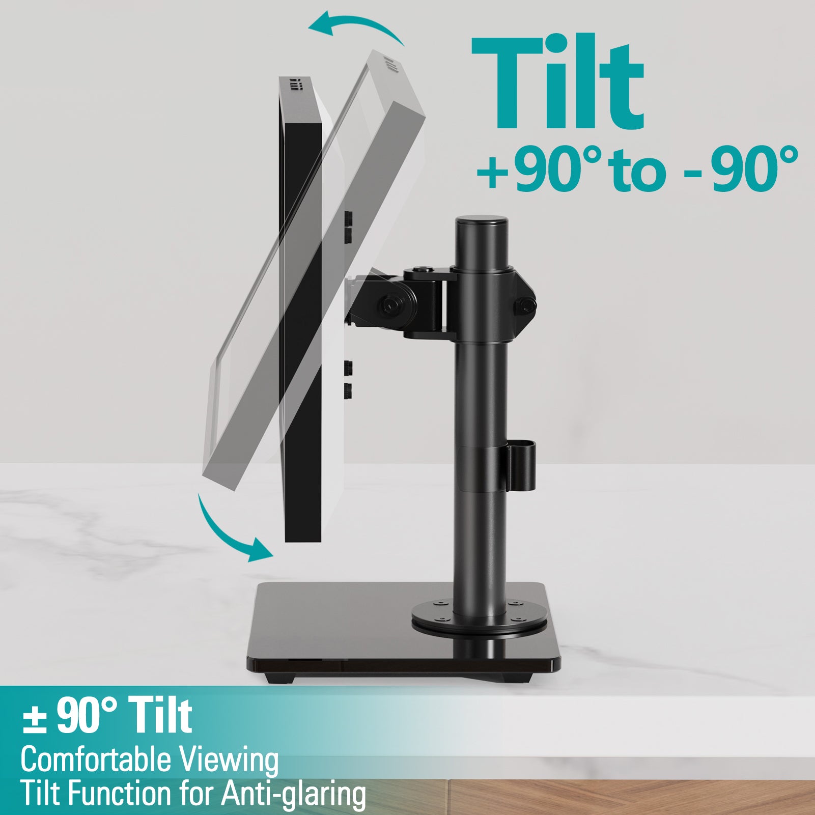 TV Stand Rotate Tilt Glass Base Hold up to 17.6lbs MP1011-ES