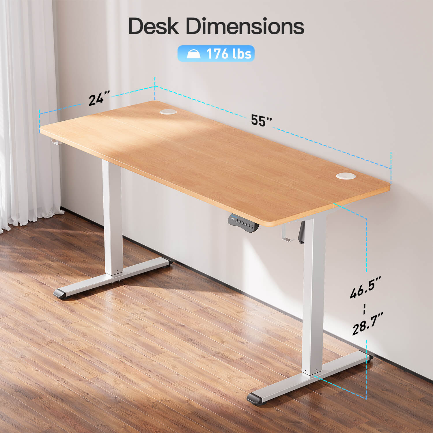 MOUNTUP 55 x 24 Inches Electric Height Adjustable Standing Desk UP512-W5