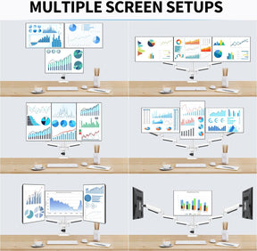 MOUNTUP Triple Monitor Stand Mount - 3 Monitors Desk Mount for Computer Screens Up to 27 inch, Triple Monitor Arm with Gas Spring, Heavy Duty Monitors Stand, Each Arm Holds Up to 19.8 lbs, White