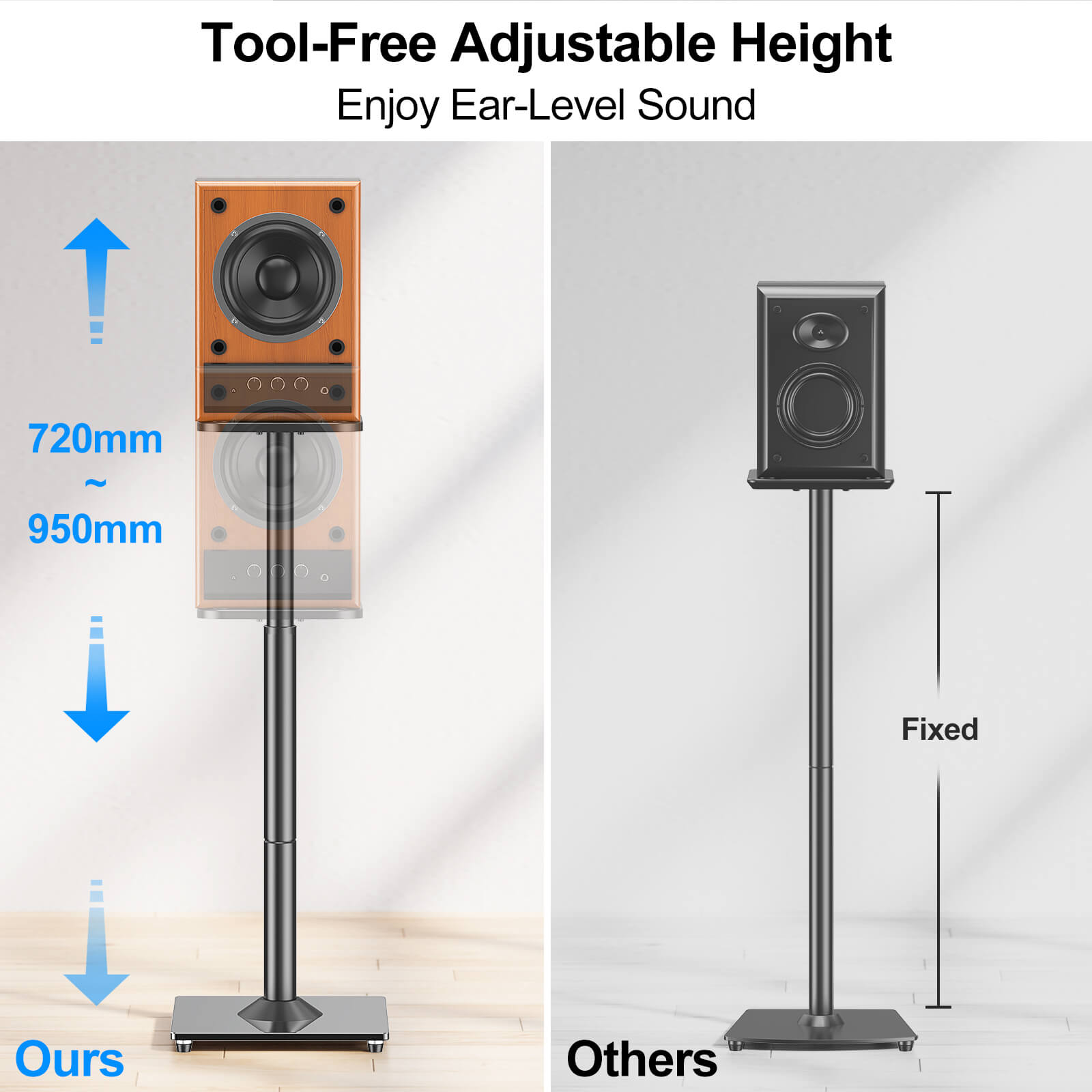 View Free Universal Speakers Stands Pair 28.3" to 37.4" Height Adjustable Audio Stand VF9132-L