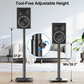 View Free Universal Speakers Stands Pair 28.3" to 37.4" Height Adjustable Audio Stand VF9132-L