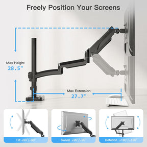 Single Monitor Desk Mount for 13''-32'' Monitors MU6021B