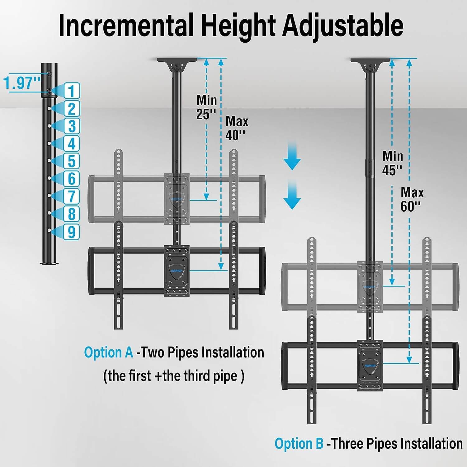 ceiling tv mount height adjustable