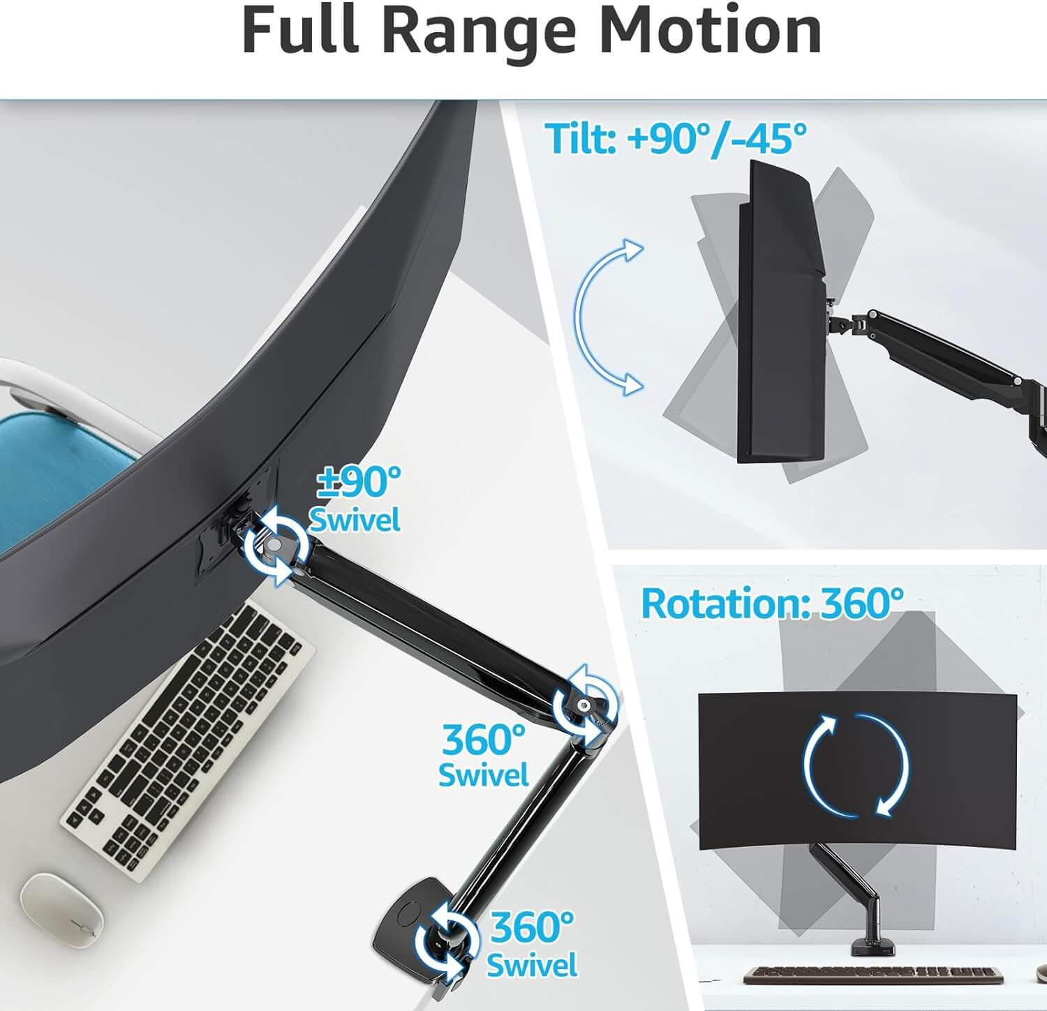 Ultrawide Single Monitor Desk Mount for Max 40'' Monitors MU7007