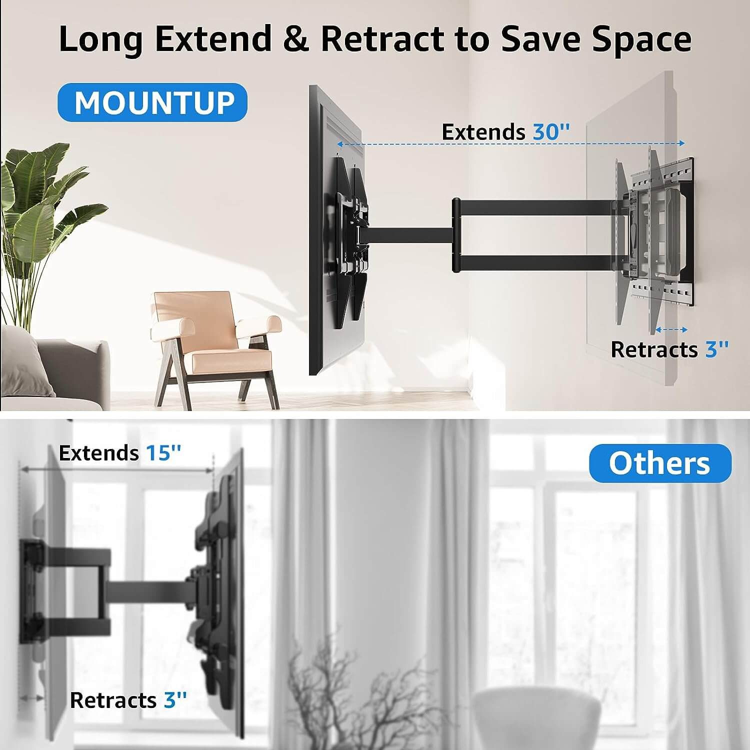 75 tv mount long extend and retract
