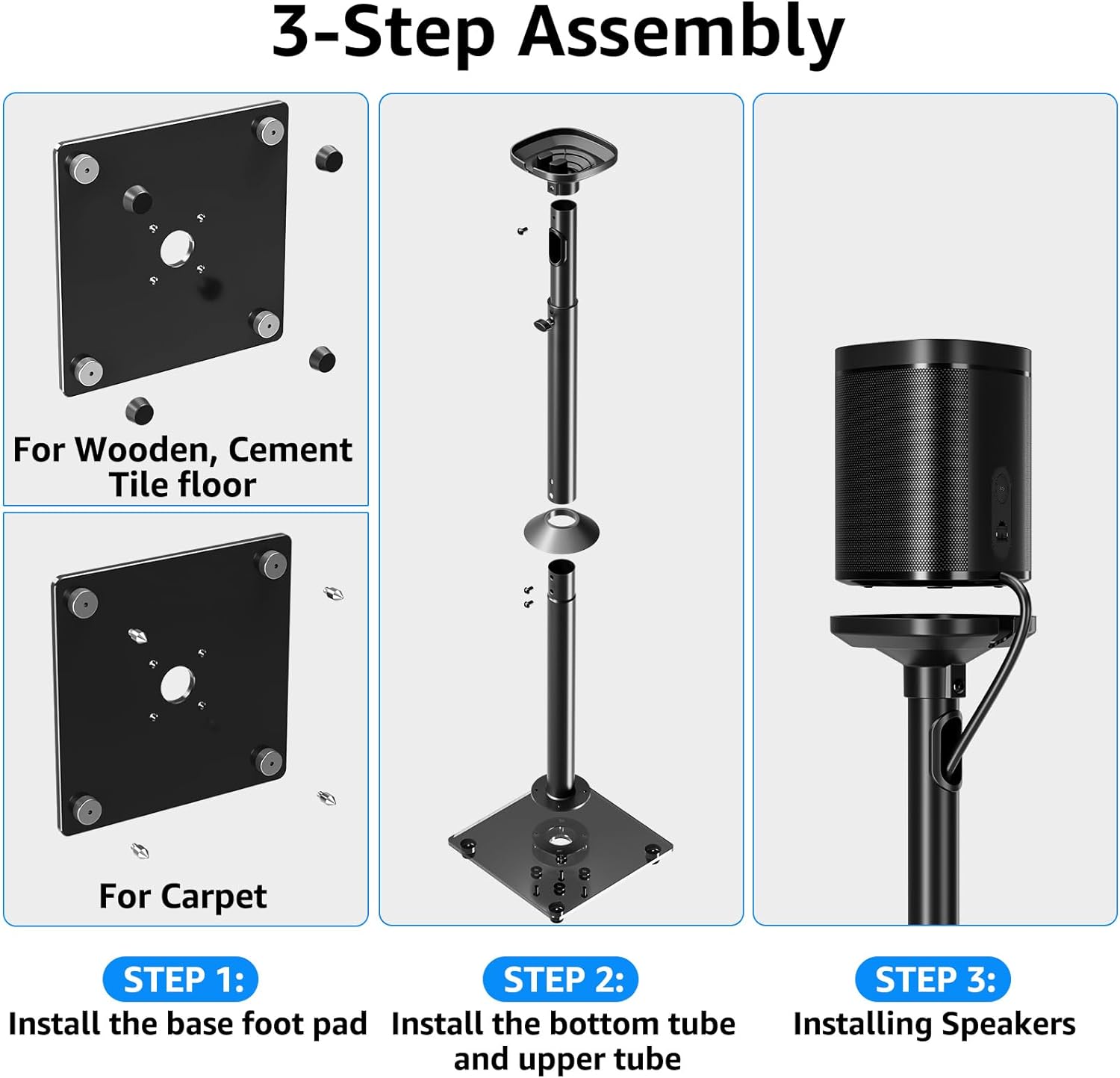 MOUNTUP Universal Adjustable Height Speaker Stand MU9134
